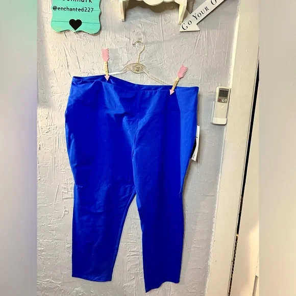 Plus size 3x petite women’s blue stretch pants NWT - Picture 3 of 5